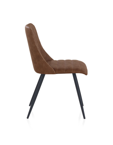 Silla Freyja tapizada marrón patas...
