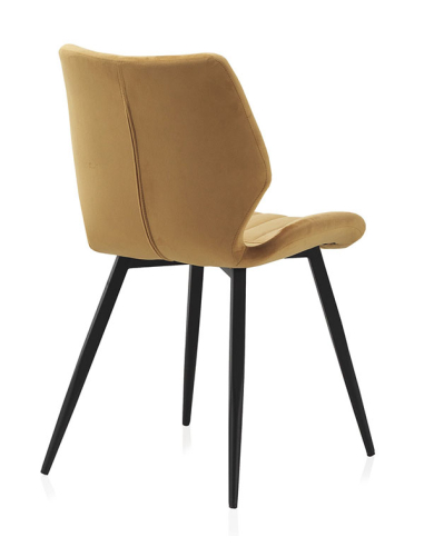 Silla Athena tapizada terciopelo mostaza