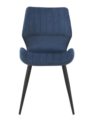 Silla Athena tapizada terciopelo azul