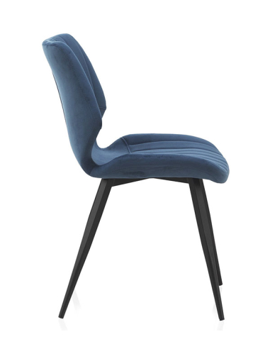 Silla Athena tapizada terciopelo azul