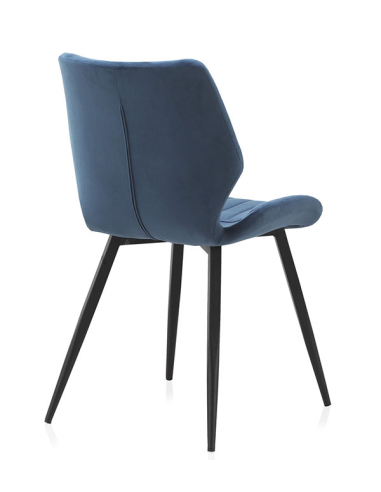 Silla Athena tapizada terciopelo azul