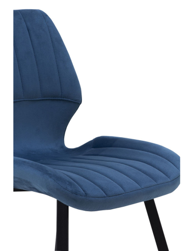 Silla Athena tapizada terciopelo azul