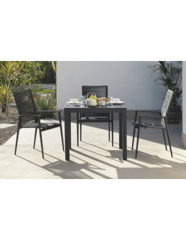 Set 4 Sillones Exterior Aluminio Gris...