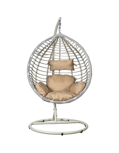 Silla colgante ratán artificial blanco