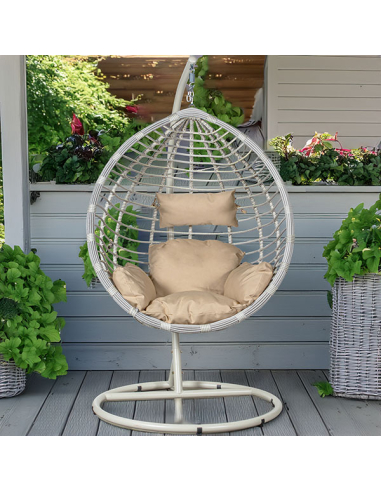 Silla colgante ratán artificial blanco
