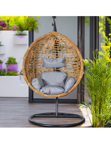 Silla colgante ratán artificial negro