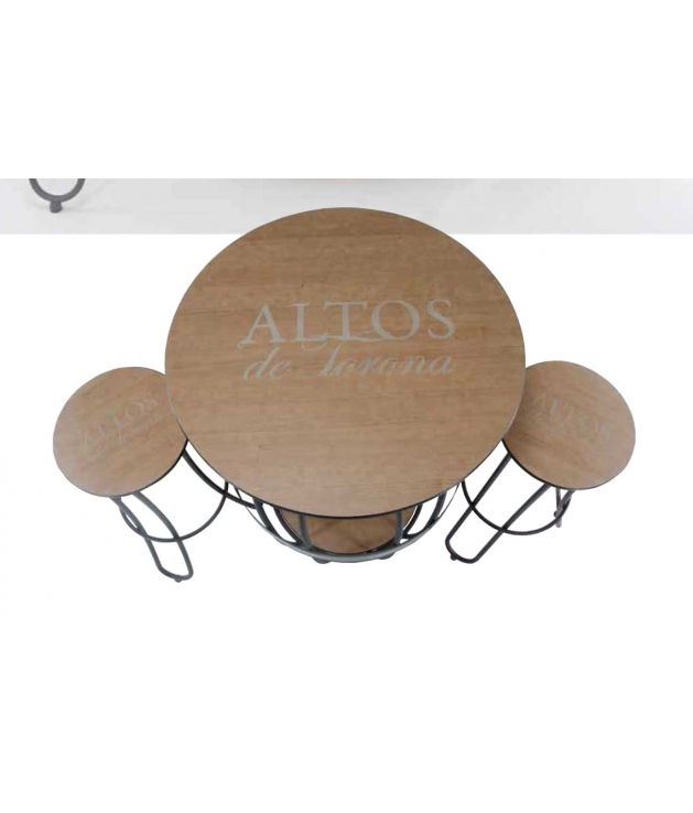 Set de mesa barril AM-420 con dos taburetes