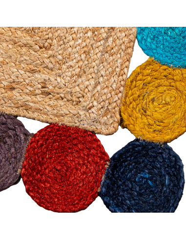 Alfombra yute 230 cm contorno multicolor Alfombra yute 230 cm contorno multicolor