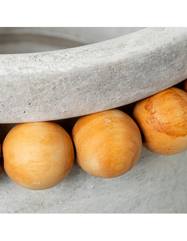 Macetero cerámica 30 cm bolitas madera