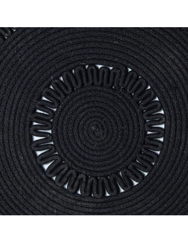 Alfombra círculo mimbre 120 cm negro