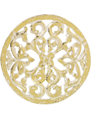 Set 3 retablos redondo flores dorado...