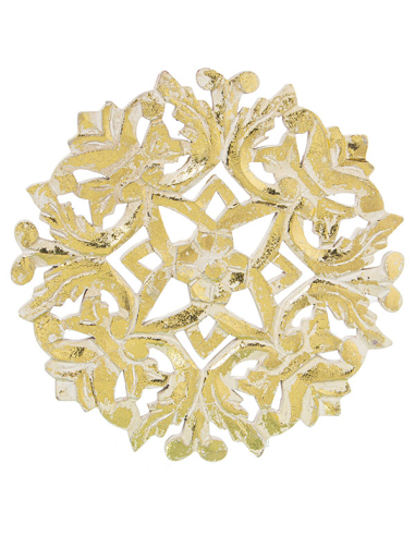 Set 3 retablos redondo flores dorado...