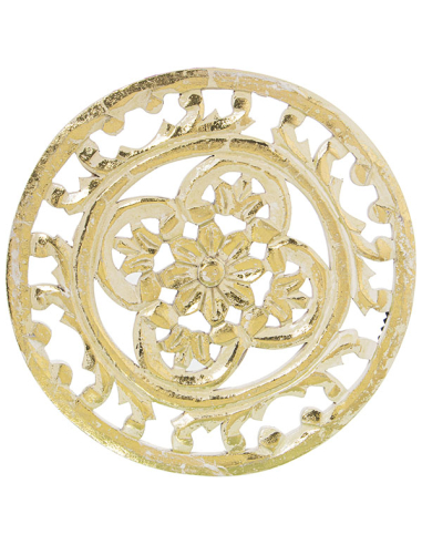 Set 3 retablos redondo flores dorado...