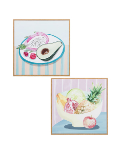 Set 2 cuadros lienzo frutas...