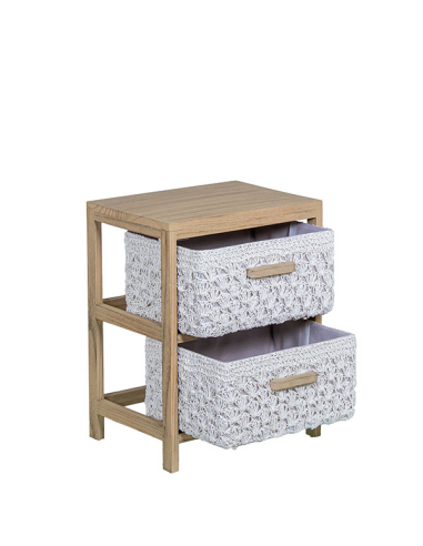 Cajonera 2 cajones tejidos blanco