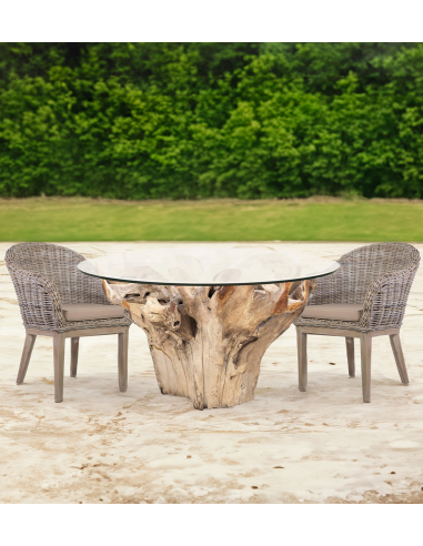 Mesa raíz teka blanqueada cristal Mesa raíz teka blanqueada cristal