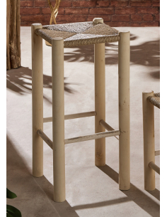 Taburete madera natural con...