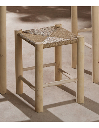 Taburete madera natural con asiento...