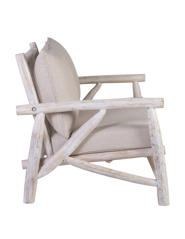 Sofá teka blanqueado con cojín