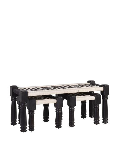 Banqueta macramé con 2 stools