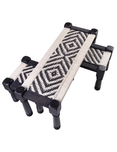 Banqueta macramé con 2 stools