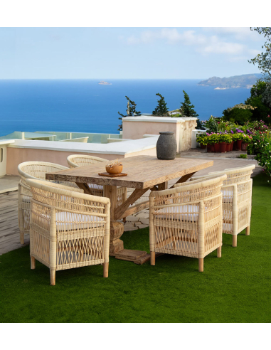 Sillón ratán natural con cojín