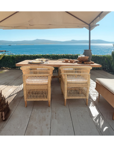 Sillón ratán natural con cojín