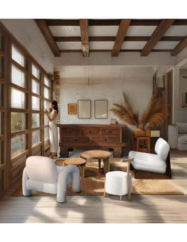 Sillón Mia tapizado blanco