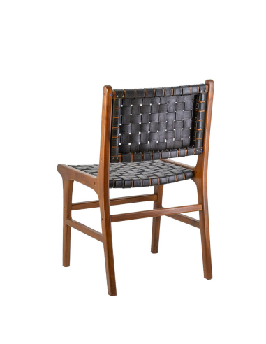 Silla piel negra trenzada