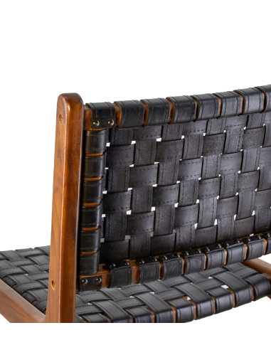 Silla piel negra trenzada