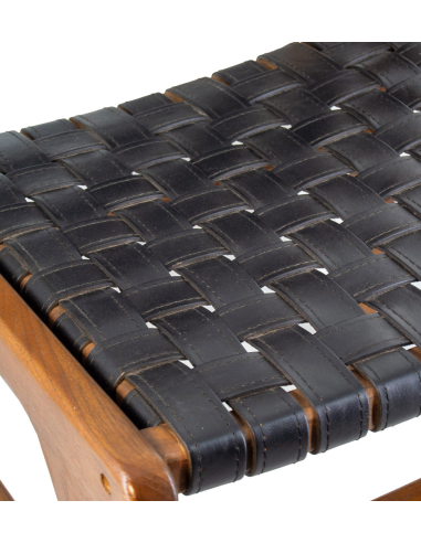 Silla piel negra trenzada
