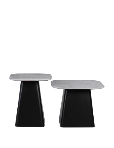 Set 2 mesas auxiliares mármol negra
