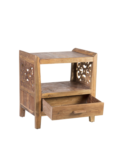 Mesita de noche talla 1 cajón 1 hueco