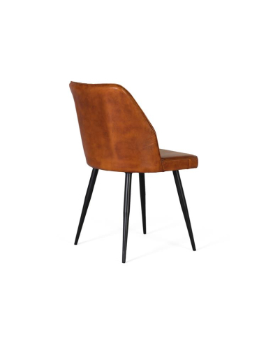 Silla de comedor tapizada en piel marrón Silla de comedor tapizada en piel marrón