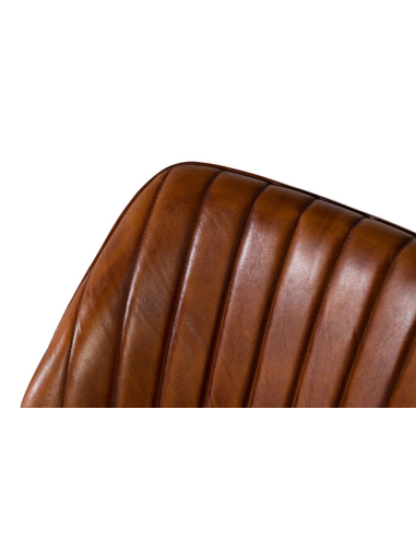 Silla de comedor tapizada en piel marrón Silla de comedor tapizada en piel marrón