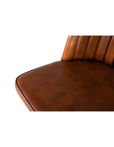Silla de comedor tapizada en piel marrón Silla de comedor tapizada en piel marrón