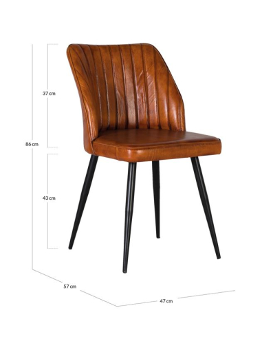 Silla de comedor tapizada en piel marrón Silla de comedor tapizada en piel marrón