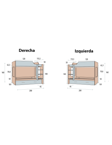 Cama litera Basic con somier de...