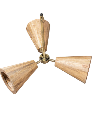 Lámpara de techo cónica madera