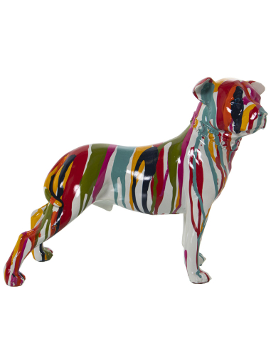 Figura perro de resina multicolor con...