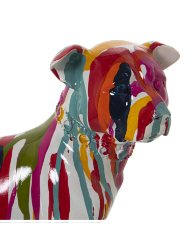 Figura perro de resina multicolor con...
