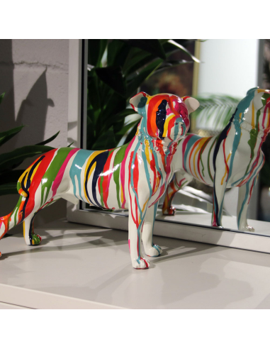 Figura perro de resina multicolor con...