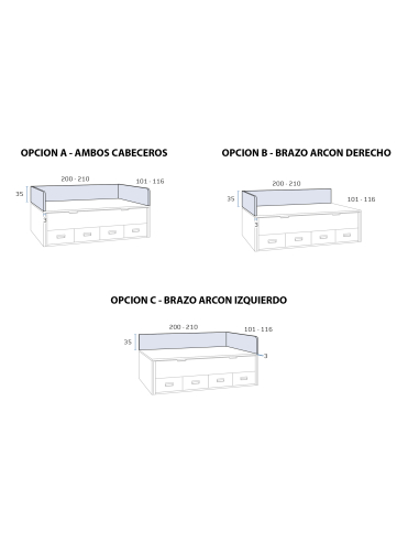 Compacto liso con contenedores y cajones