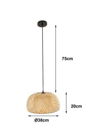 Lámpara de techo de bambú cuenco