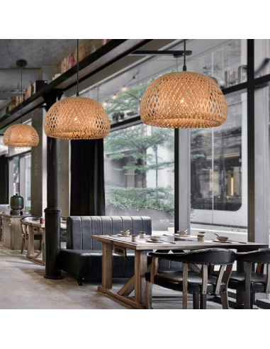 Lámpara de techo de bambú cuenco