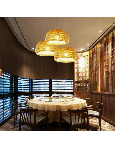 Lámpara de techo de bambú cuenco
