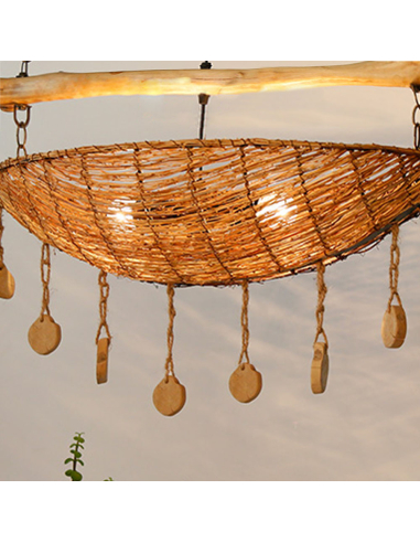 Lámpara de techo de bambú canasta