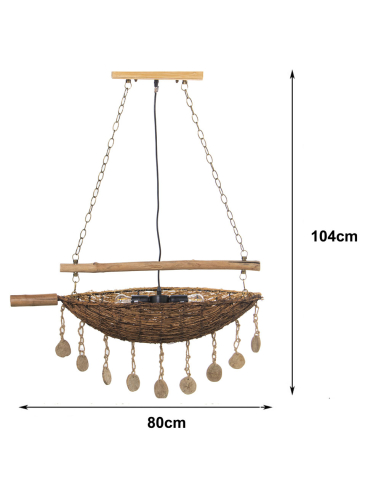 Lámpara de techo de bambú canasta