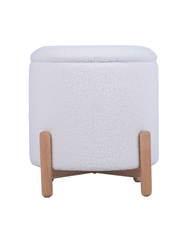 Puf con almacenamiento blanco y madera