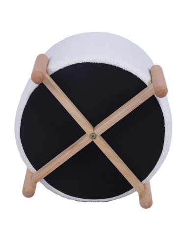 Puf con almacenamiento blanco y madera